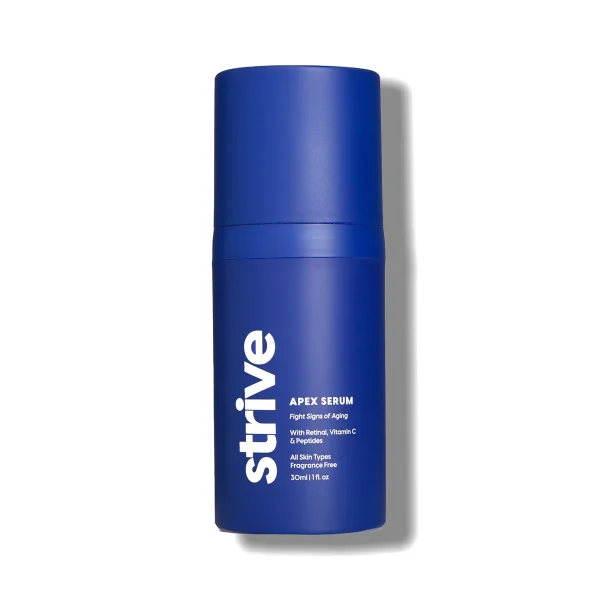 Strive retinaldehyde serum with Matrixyl 3000 and argirline peptides + Vitamin C - Strive Apex Anti-aging Serum Bottle